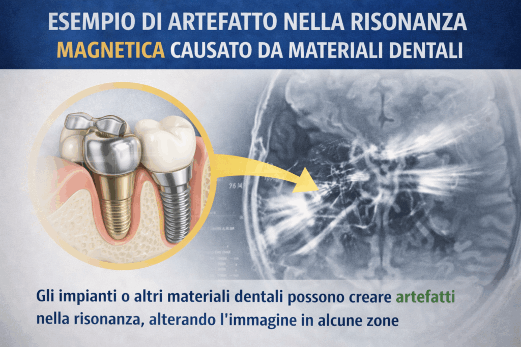 Esempio di artefatto nella risonanza magnetica causato da materiali dentali