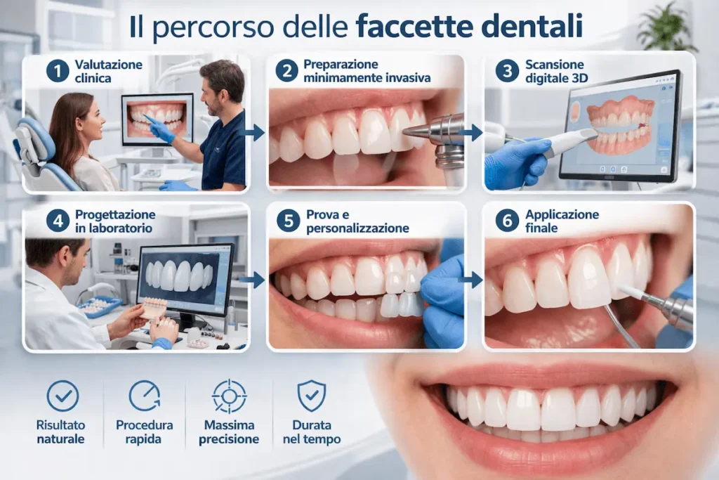 percorso delle faccette dentali fasi del trattamento estetico del sorriso