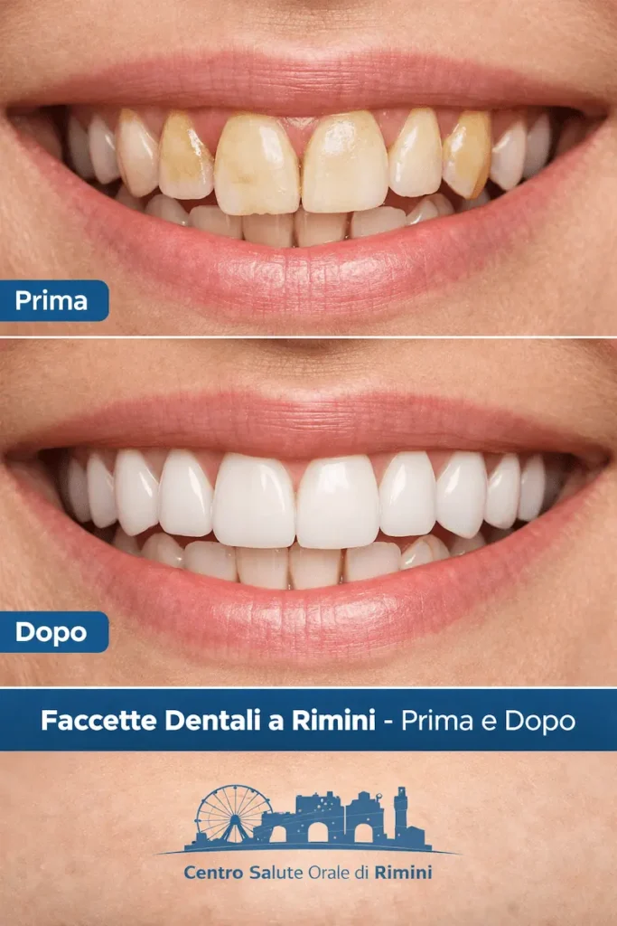 faccette dentali Rimini prima e dopo miglioramento estetico sorriso