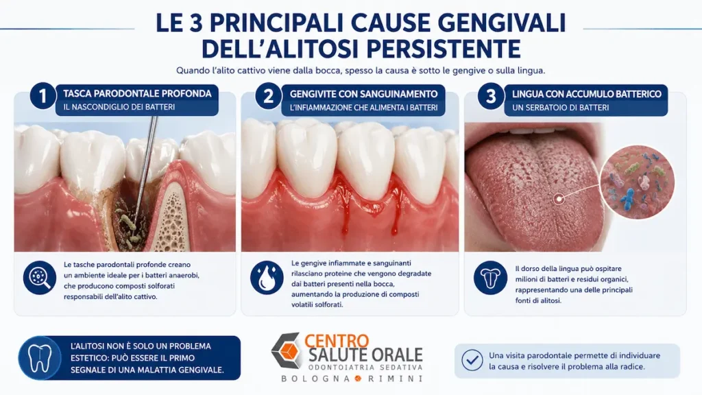 Principali cause gengivali dell'alitosi persistente